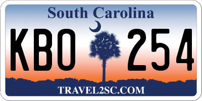 SC license plate KBO254