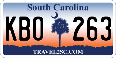 SC license plate KBO263