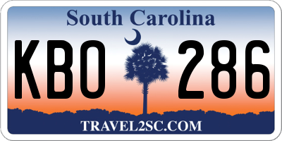 SC license plate KBO286