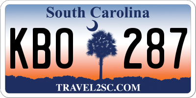 SC license plate KBO287