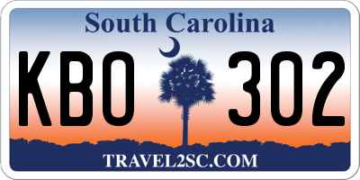 SC license plate KBO302