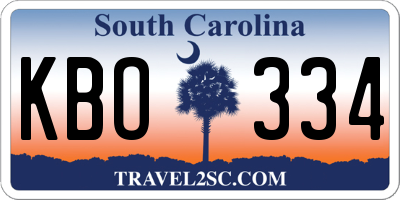 SC license plate KBO334