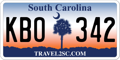 SC license plate KBO342