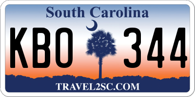 SC license plate KBO344