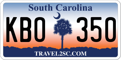 SC license plate KBO350