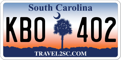 SC license plate KBO402