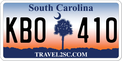SC license plate KBO410