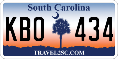 SC license plate KBO434
