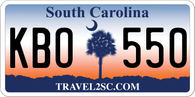 SC license plate KBO550