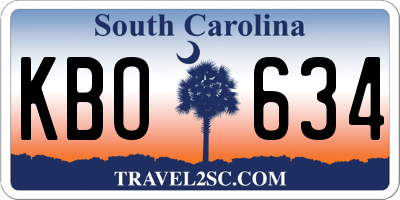 SC license plate KBO634