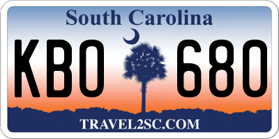 SC license plate KBO680