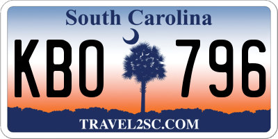 SC license plate KBO796