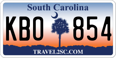 SC license plate KBO854