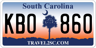 SC license plate KBO860