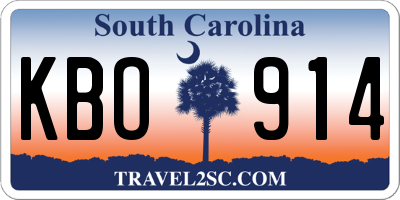 SC license plate KBO914