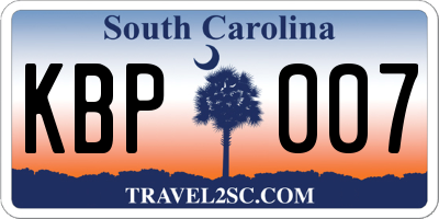 SC license plate KBP007