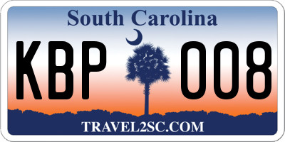 SC license plate KBP008