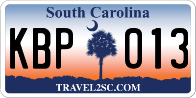 SC license plate KBP013