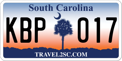 SC license plate KBP017