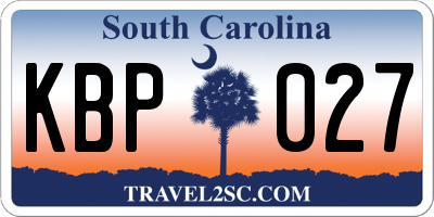 SC license plate KBP027