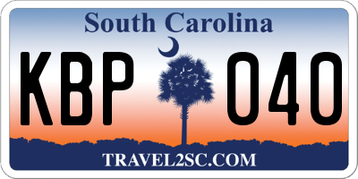 SC license plate KBP040