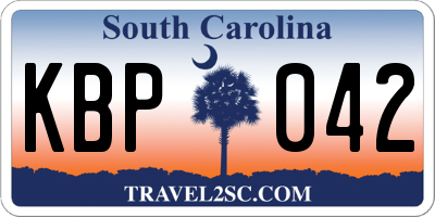 SC license plate KBP042