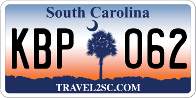 SC license plate KBP062
