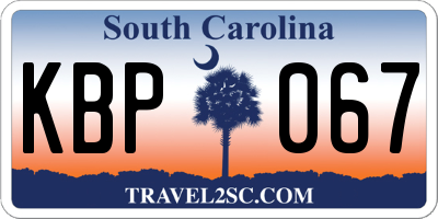 SC license plate KBP067