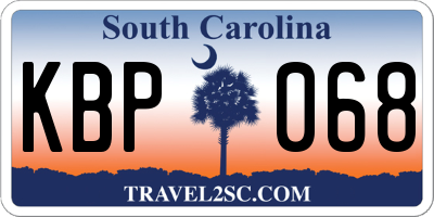 SC license plate KBP068