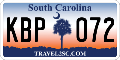 SC license plate KBP072