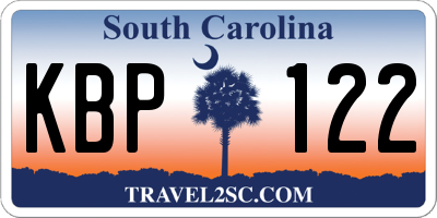 SC license plate KBP122