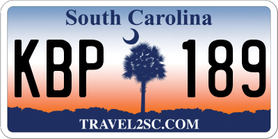 SC license plate KBP189