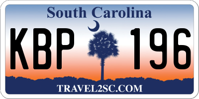 SC license plate KBP196