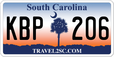 SC license plate KBP206