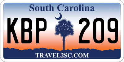 SC license plate KBP209