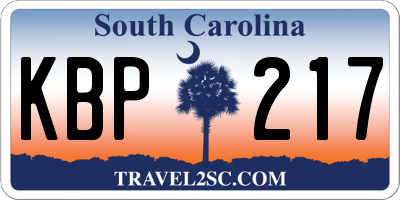 SC license plate KBP217