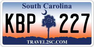 SC license plate KBP227