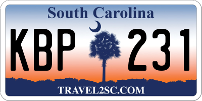 SC license plate KBP231