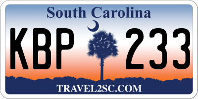 SC license plate KBP233