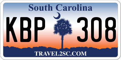 SC license plate KBP308