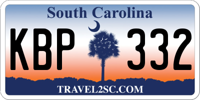 SC license plate KBP332