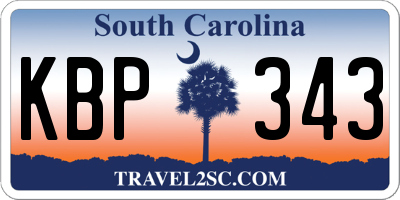 SC license plate KBP343