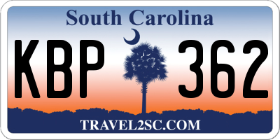 SC license plate KBP362