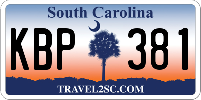 SC license plate KBP381