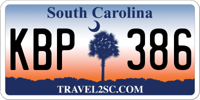 SC license plate KBP386