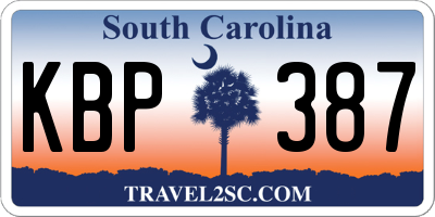 SC license plate KBP387
