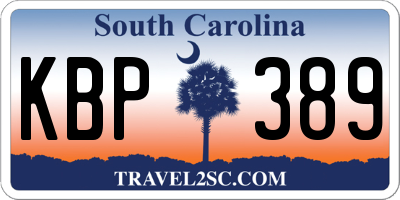 SC license plate KBP389