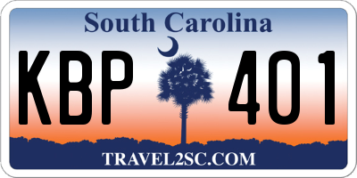 SC license plate KBP401