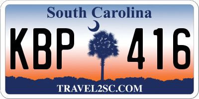 SC license plate KBP416