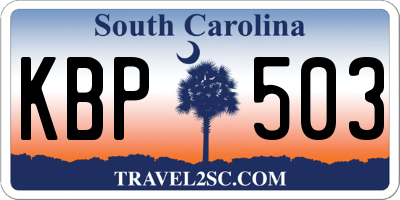SC license plate KBP503